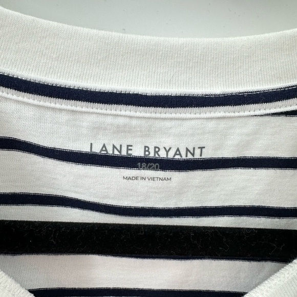 LANE BRYANT Dolman cap Stripe white-black woman crewneck cotton tee NWT 18/20 - Picture 4 of 11